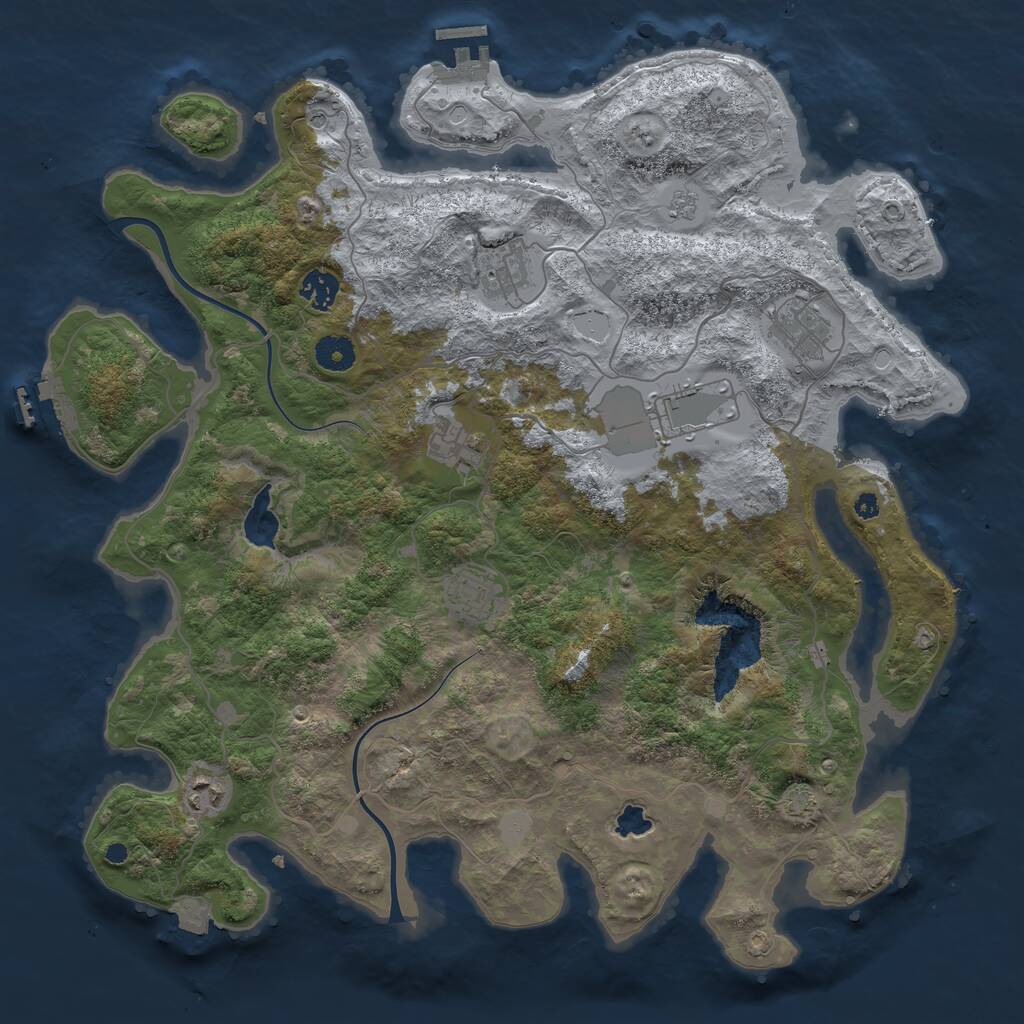 Rust Map: Procedural Map, Size: 4000, Seed: 64212821, 13 Monuments