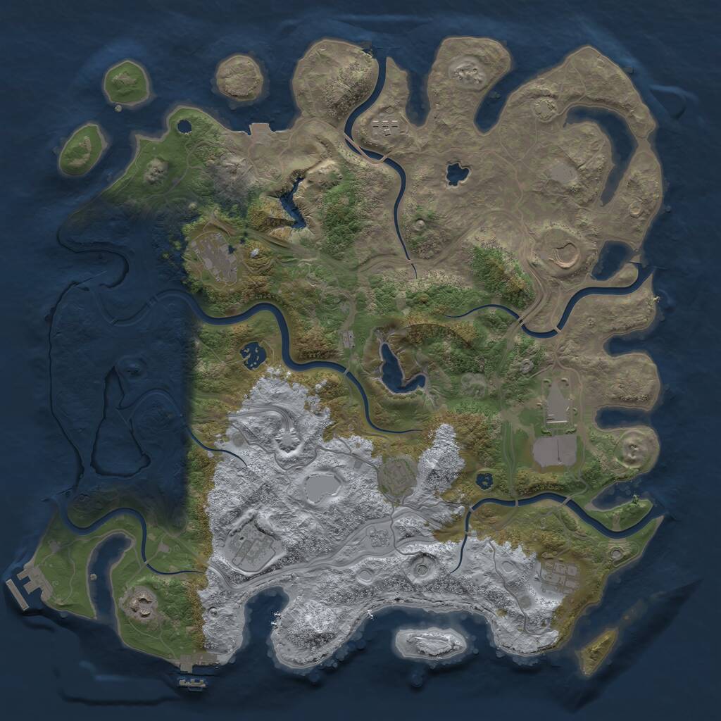 Rust Map: Procedural Map, Size: 4250, Seed: 1992869543, 15 Monuments