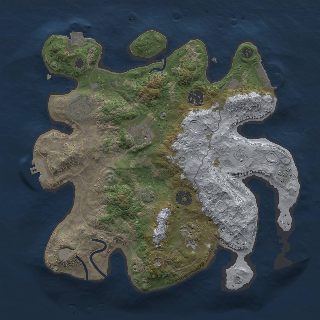 Rust Map: Procedural Map, Size: 3000, Seed: 1442878824, 13 Monuments