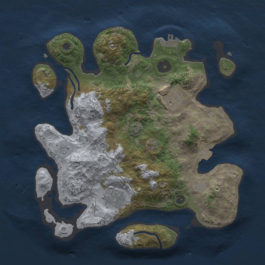 Rust Map: Procedural Map, Size: 3000, Seed: 190391114, 9 Monuments