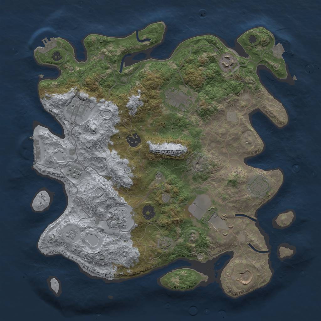 Rust Map: Procedural Map, Size: 3500, Seed: 2016264089, 17 Monuments