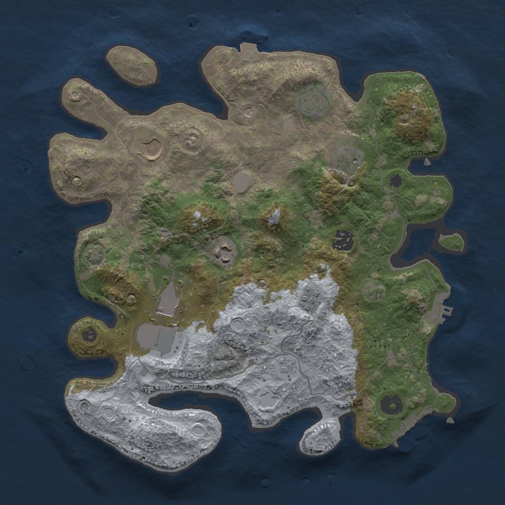 Rust Map: Procedural Map, Size: 3500, Seed: 2073844086, 15 Monuments