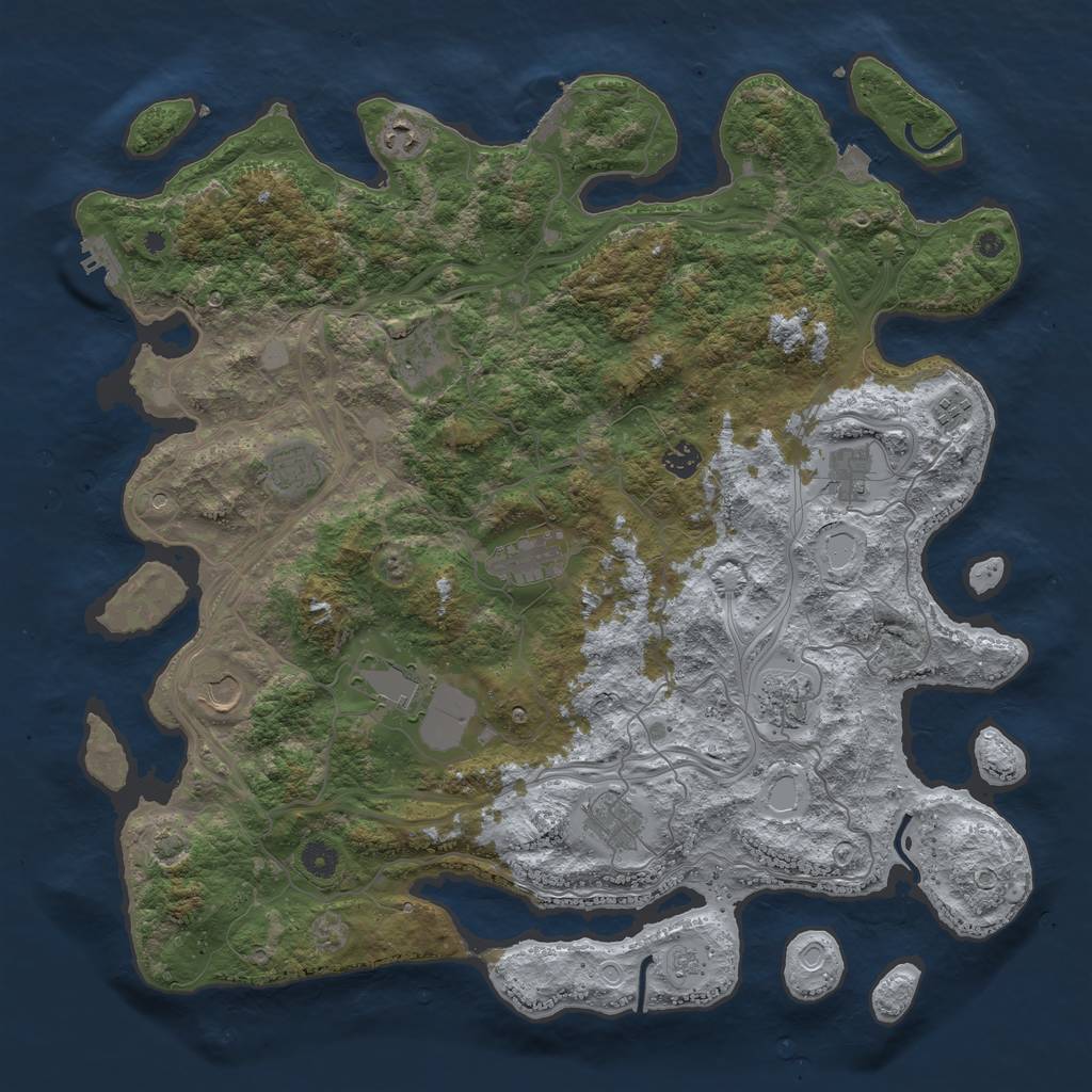 Rust Map: Procedural Map, Size: 4500, Seed: 392337848, 19 Monuments
