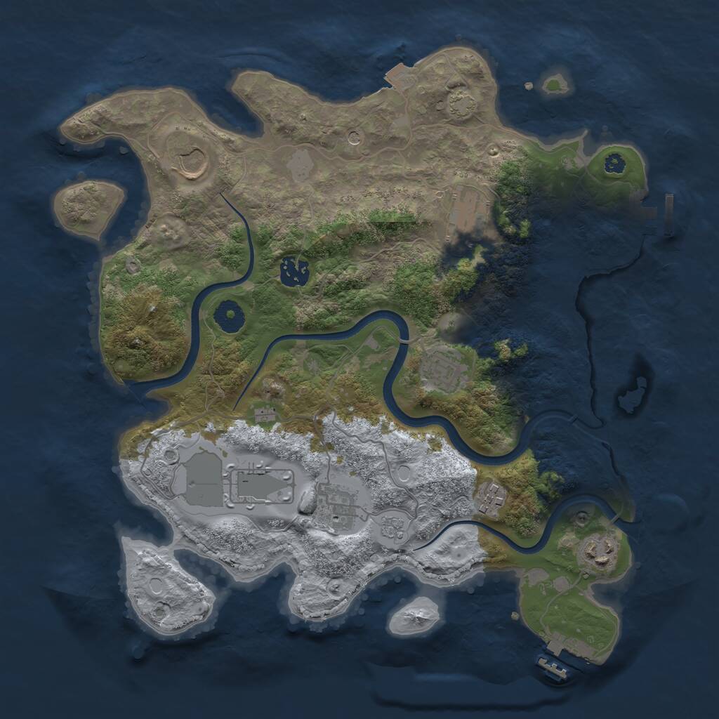 Rust Map: Procedural Map, Size: 3500, Seed: 2122905031, 14 Monuments
