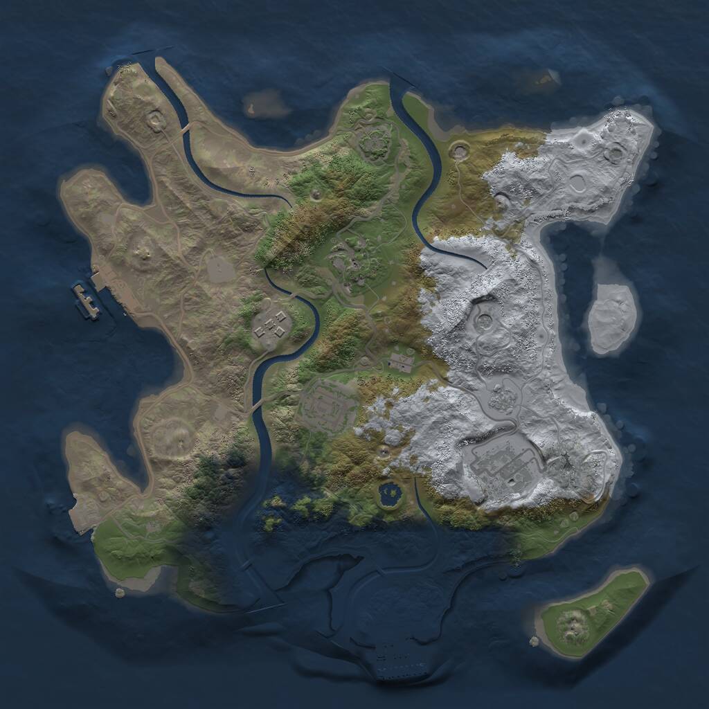 Rust Map: Procedural Map, Size: 3000, Seed: 29337, 10 Monuments