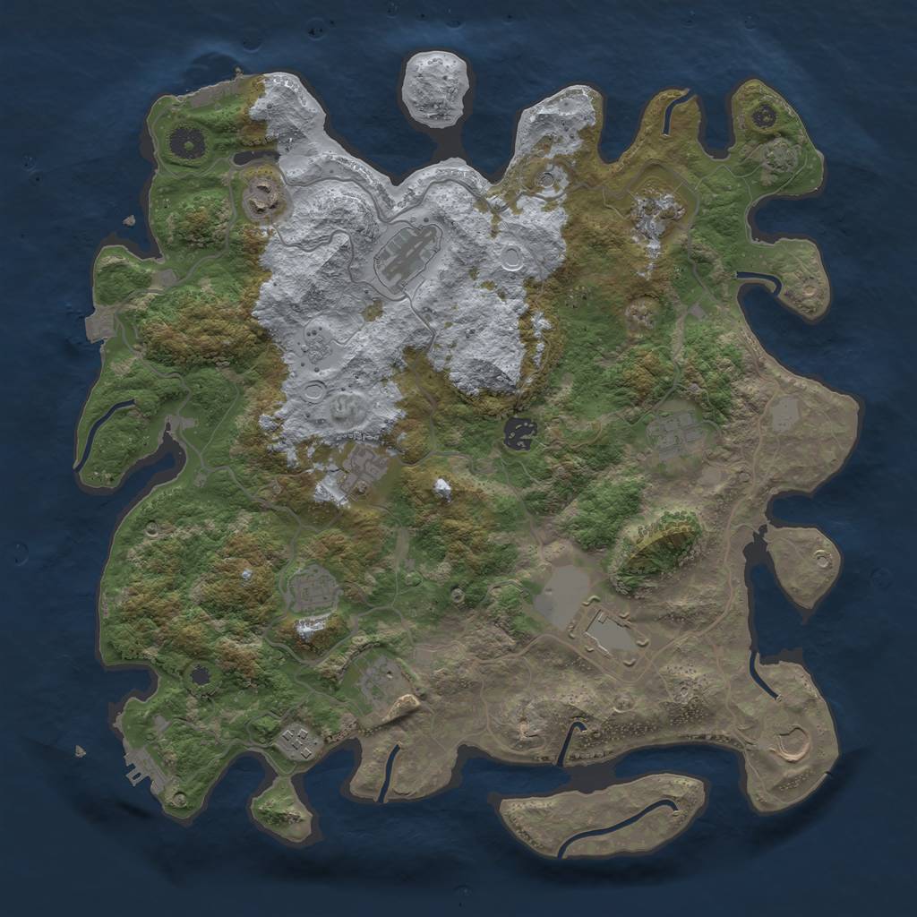 Rust Map: Procedural Map, Size: 4000, Seed: 2079368178, 19 Monuments