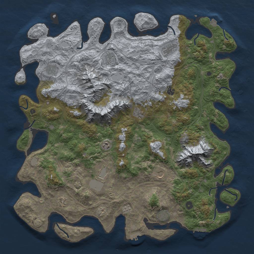 Rust Map: Procedural Map, Size: 5000, Seed: 1434, 19 Monuments