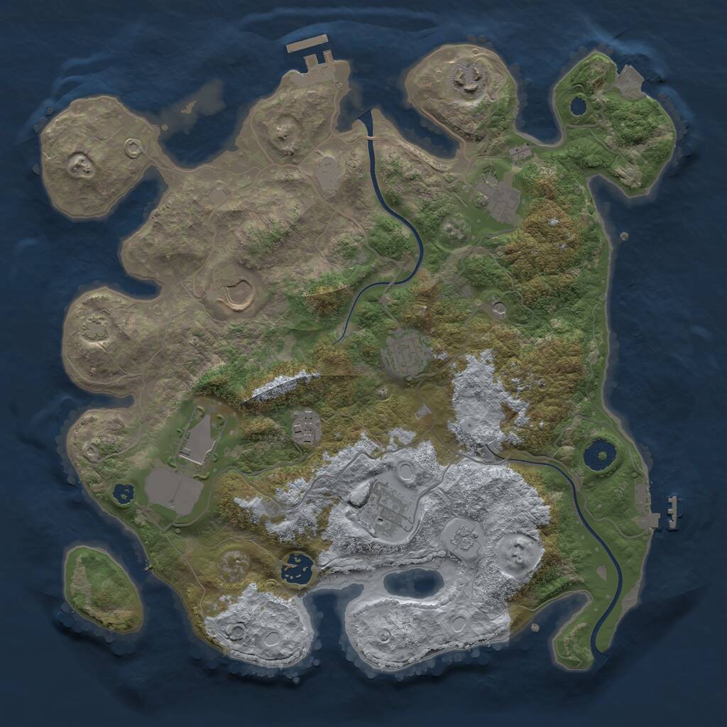 Rust Map: Procedural Map, Size: 3500, Seed: 1028858728, 14 Monuments