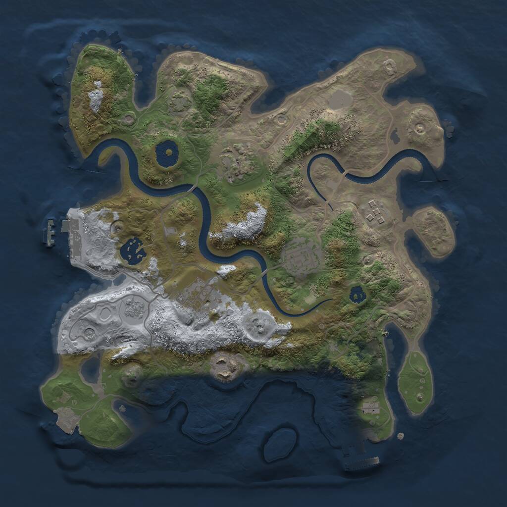 Rust Map: Procedural Map, Size: 3000, Seed: 243981434, 12 Monuments