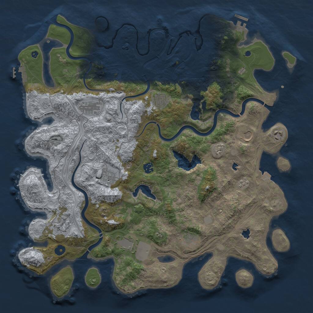 Rust Map: Procedural Map, Size: 4500, Seed: 51959042, 16 Monuments
