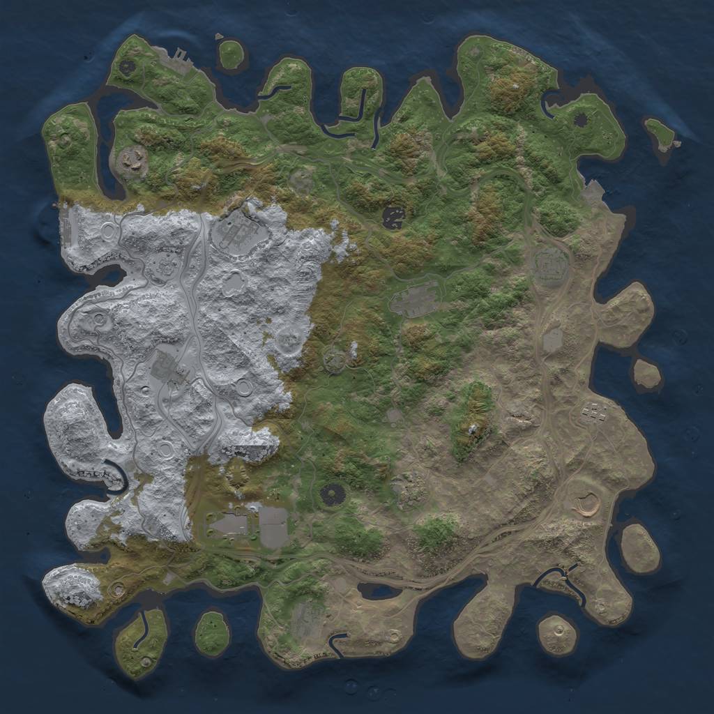 Rust Map: Procedural Map, Size: 4500, Seed: 51959042, 19 Monuments