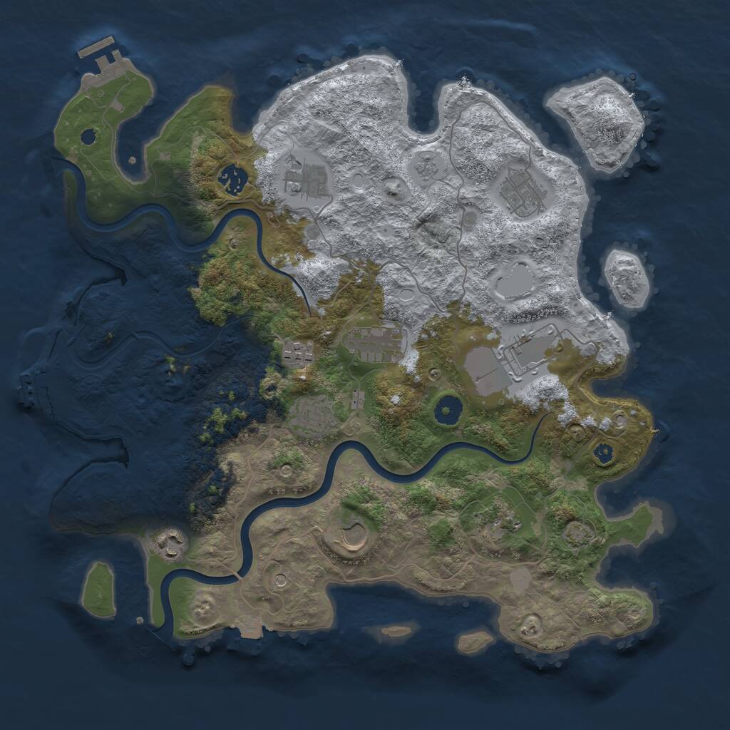 Rust Map: Procedural Map, Size: 3850, Seed: 64643976, 16 Monuments