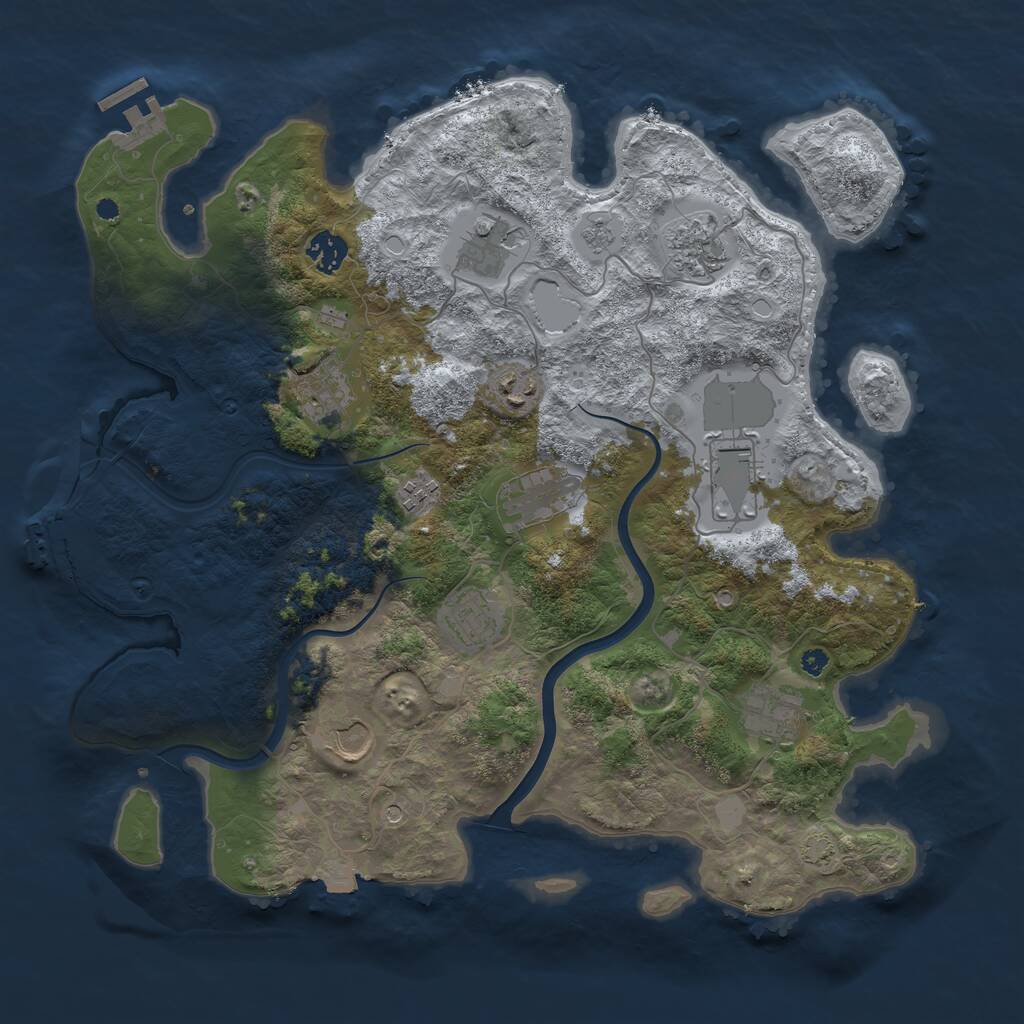 Rust Map: Procedural Map, Size: 3850, Seed: 64643976, 17 Monuments