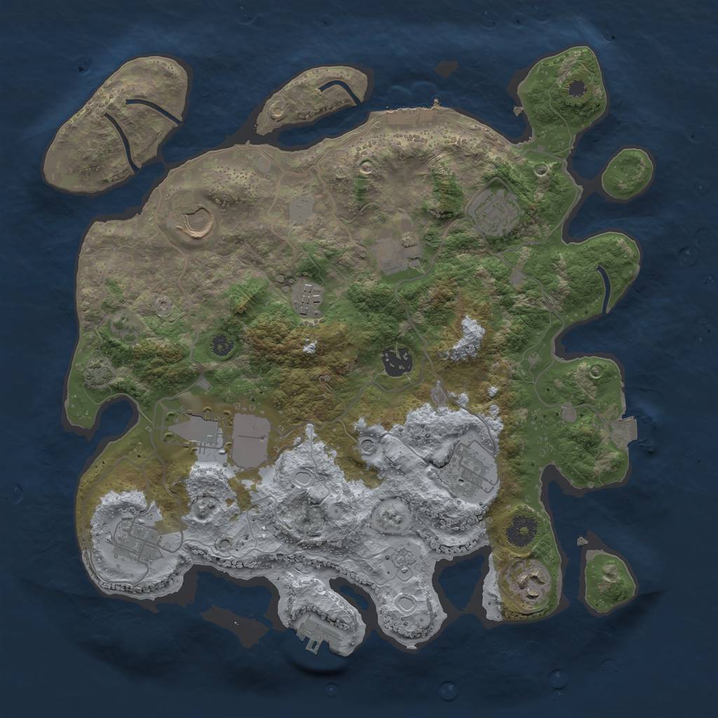 Rust Map: Procedural Map, Size: 3500, Seed: 2119447900, 17 Monuments