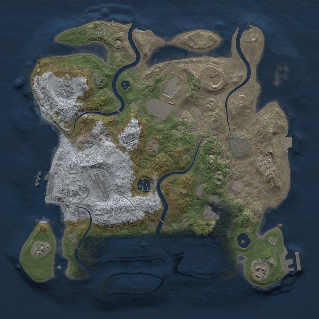 Rust Map: Procedural Map, Size: 3500, Seed: 860141855, 14 Monuments