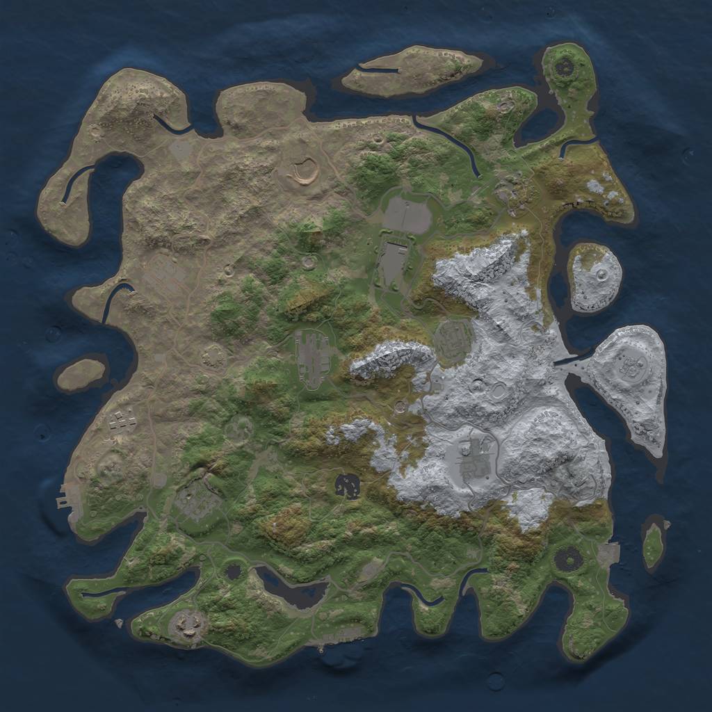 Rust Map: Procedural Map, Size: 4000, Seed: 1232481743, 19 Monuments