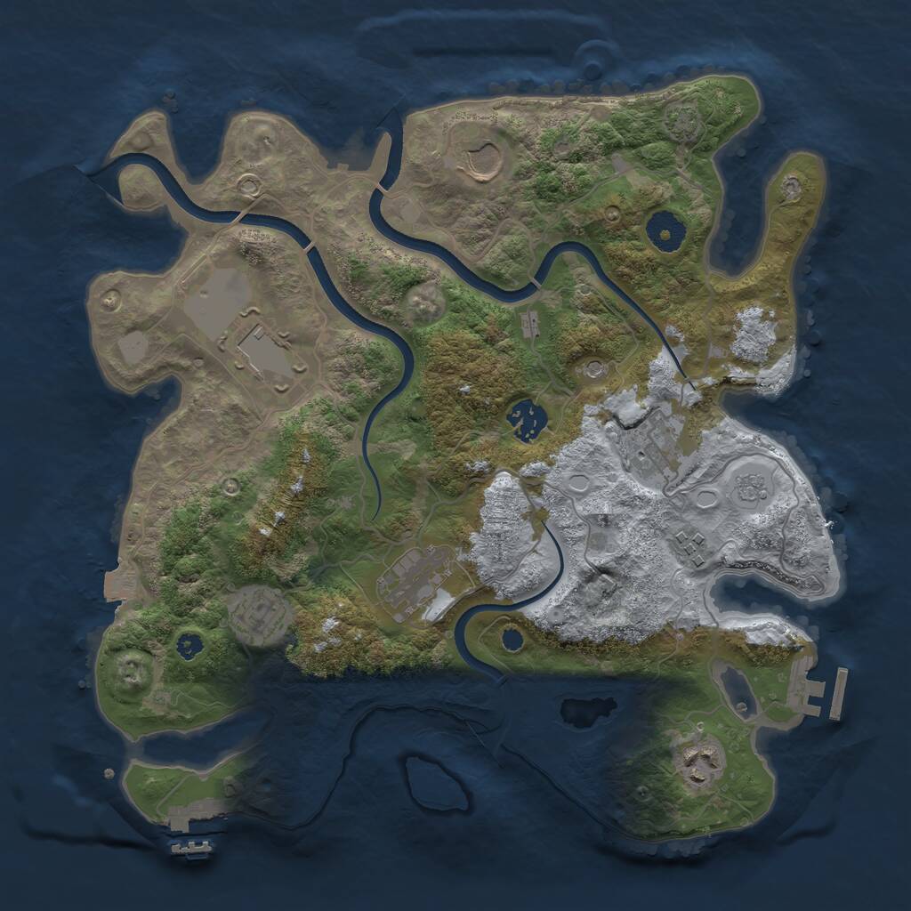 Rust Map: Procedural Map, Size: 3500, Seed: 1329396691, 14 Monuments