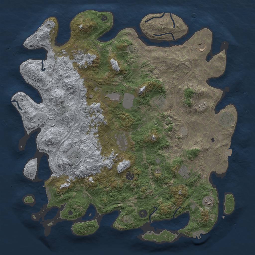 Rust Map: Procedural Map, Size: 4500, Seed: 555271274, 19 Monuments