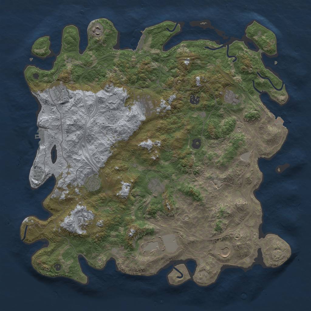 Rust Map: Procedural Map, Size: 4500, Seed: 7237231, 19 Monuments