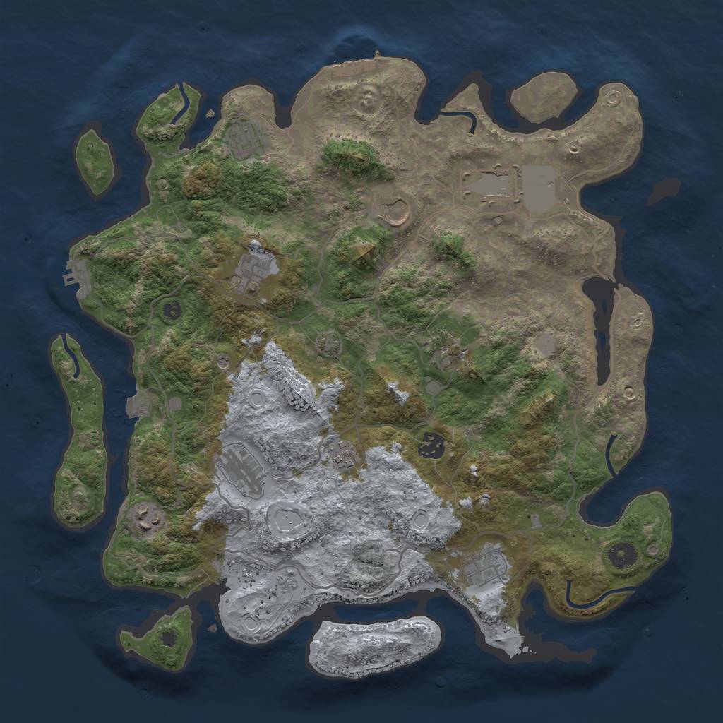 Rust Map: Procedural Map, Size: 4000, Seed: 57319, 18 Monuments