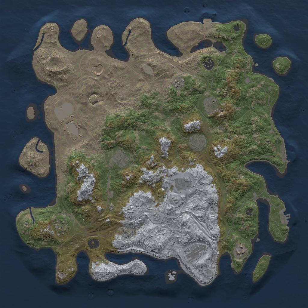 Rust Map: Procedural Map, Size: 4250, Seed: 1921993122, 19 Monuments