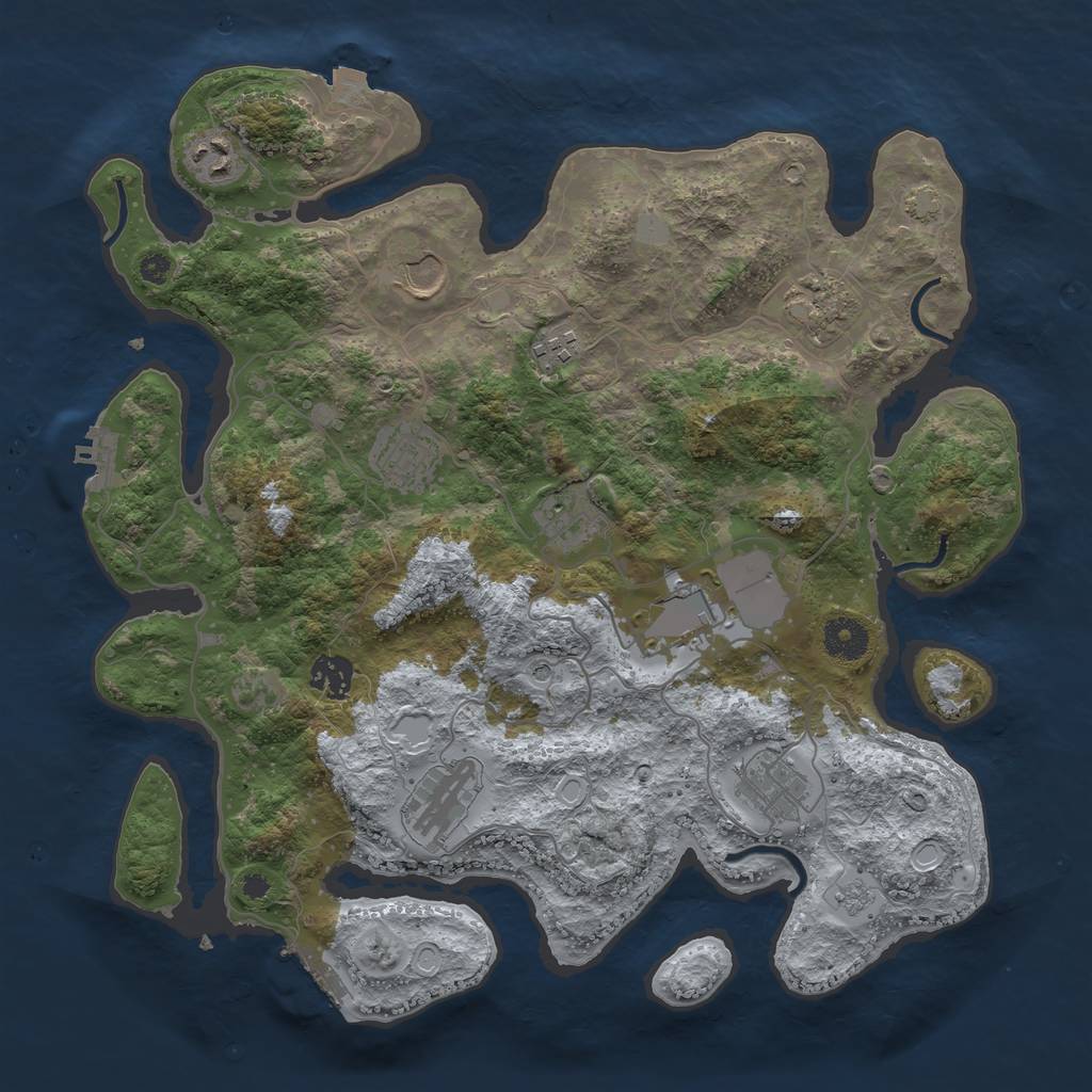 Rust Map: Procedural Map, Size: 3700, Seed: 1469988290, 18 Monuments