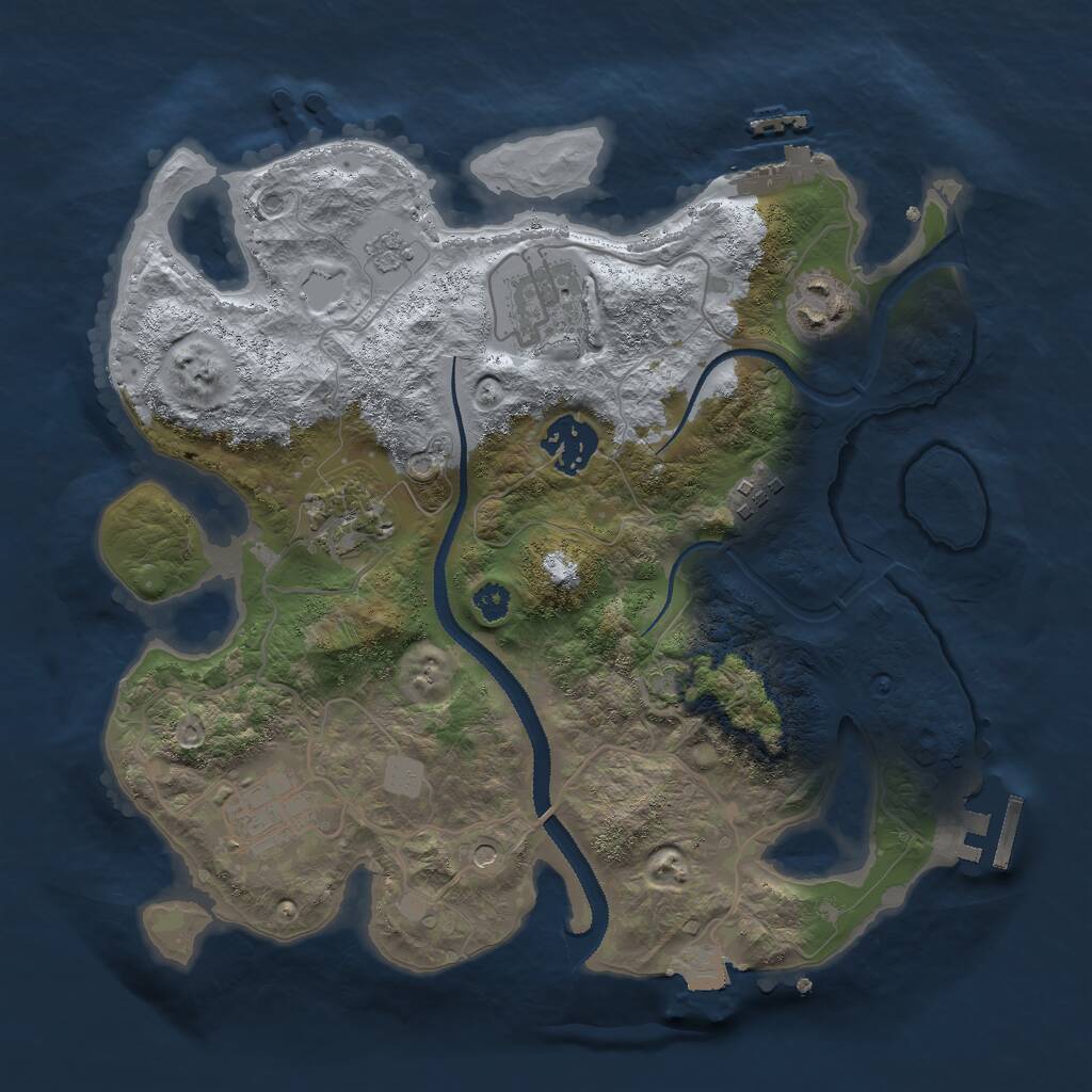 Rust Map: Procedural Map, Size: 3000, Seed: 2139734482, 12 Monuments