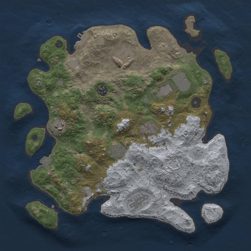 Rust Map: Procedural Map, Size: 3500, Seed: 132262370, 13 Monuments