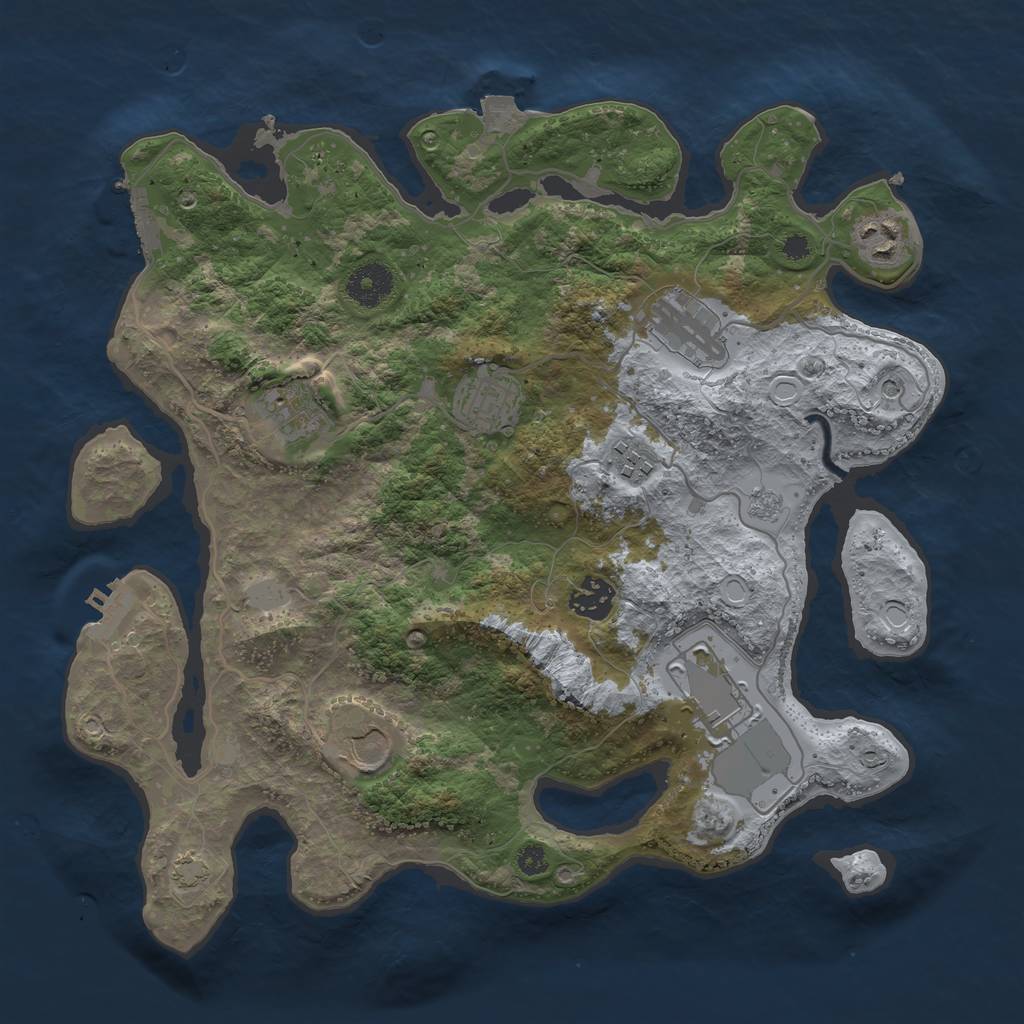 Rust Map: Procedural Map, Size: 3500, Seed: 20524, 16 Monuments