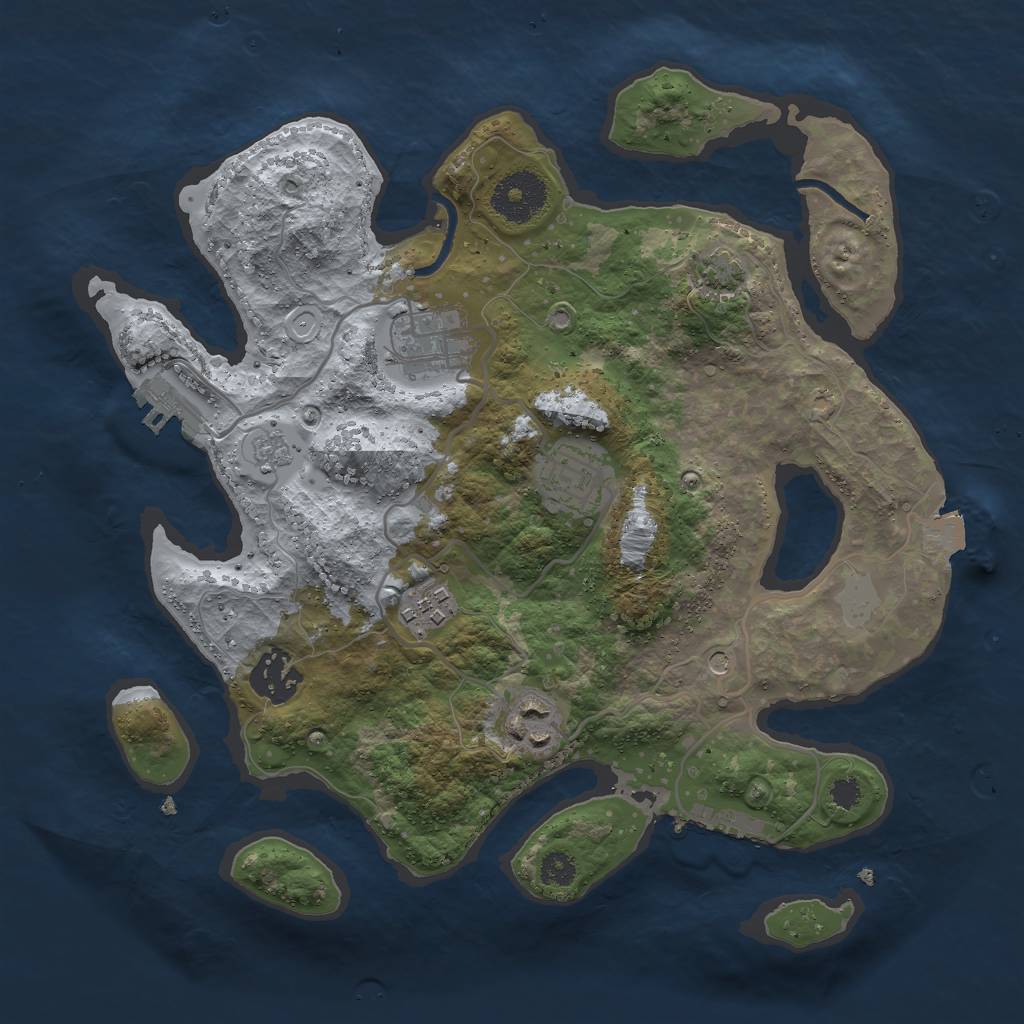 Rust Map: Procedural Map, Size: 3000, Seed: 640950103, 13 Monuments