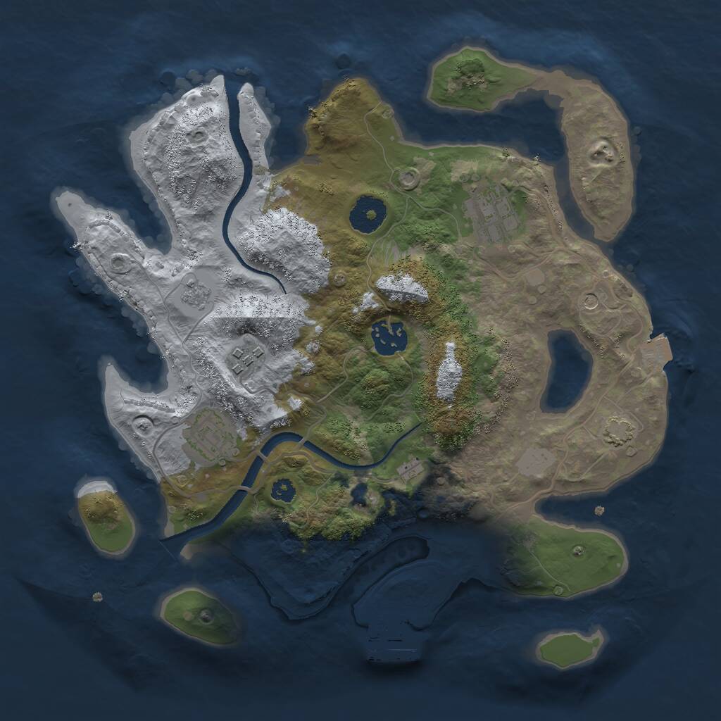Rust Map: Procedural Map, Size: 3000, Seed: 640950103, 9 Monuments