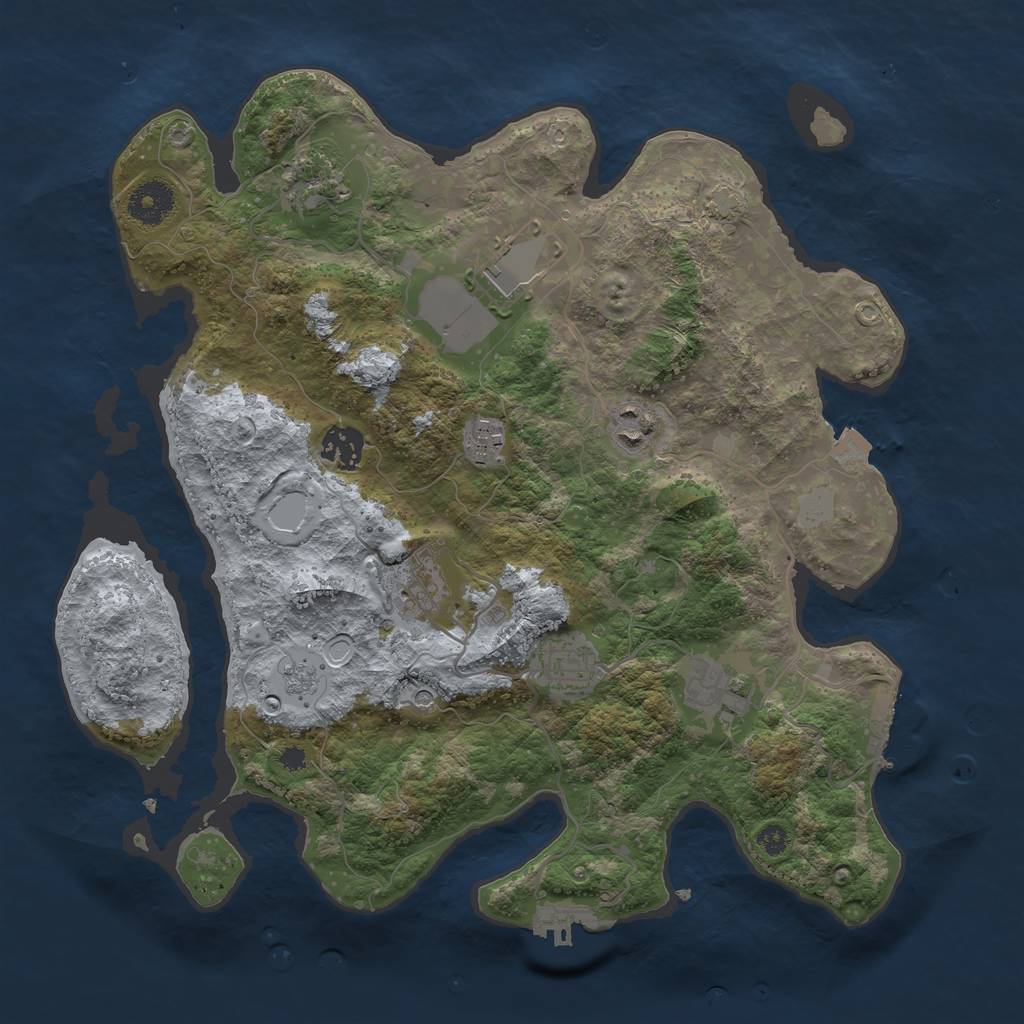 Rust Map: Procedural Map, Size: 3500, Seed: 1040935640, 16 Monuments