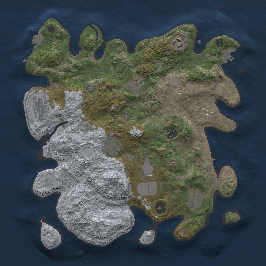 Rust Map: Procedural Map, Size: 3500, Seed: 98024, 16 Monuments