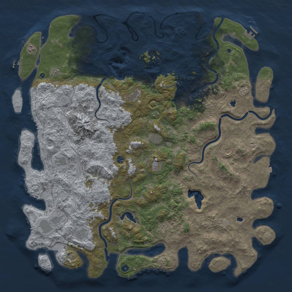Rust Map: Procedural Map, Size: 6000, Seed: 220995, 17 Monuments