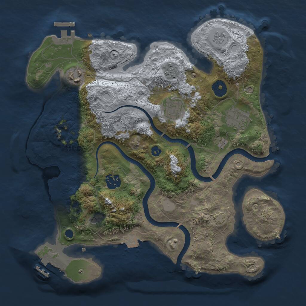 Rust Map: Procedural Map, Size: 3000, Seed: 4365, 11 Monuments