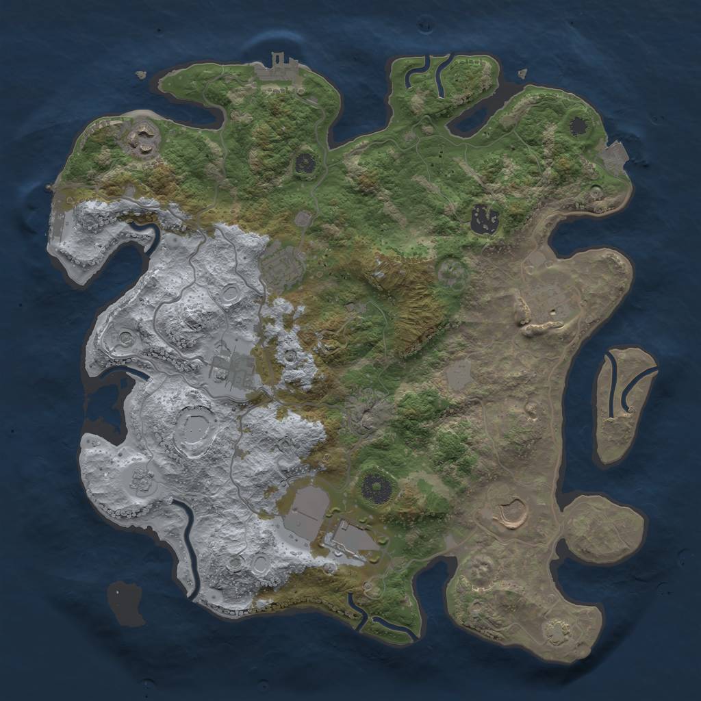 Rust Map: Procedural Map, Size: 3500, Seed: 832416281, 15 Monuments