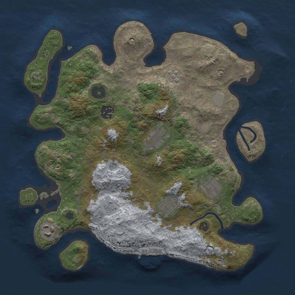 Rust Map: Procedural Map, Size: 3200, Seed: 339742217, 13 Monuments