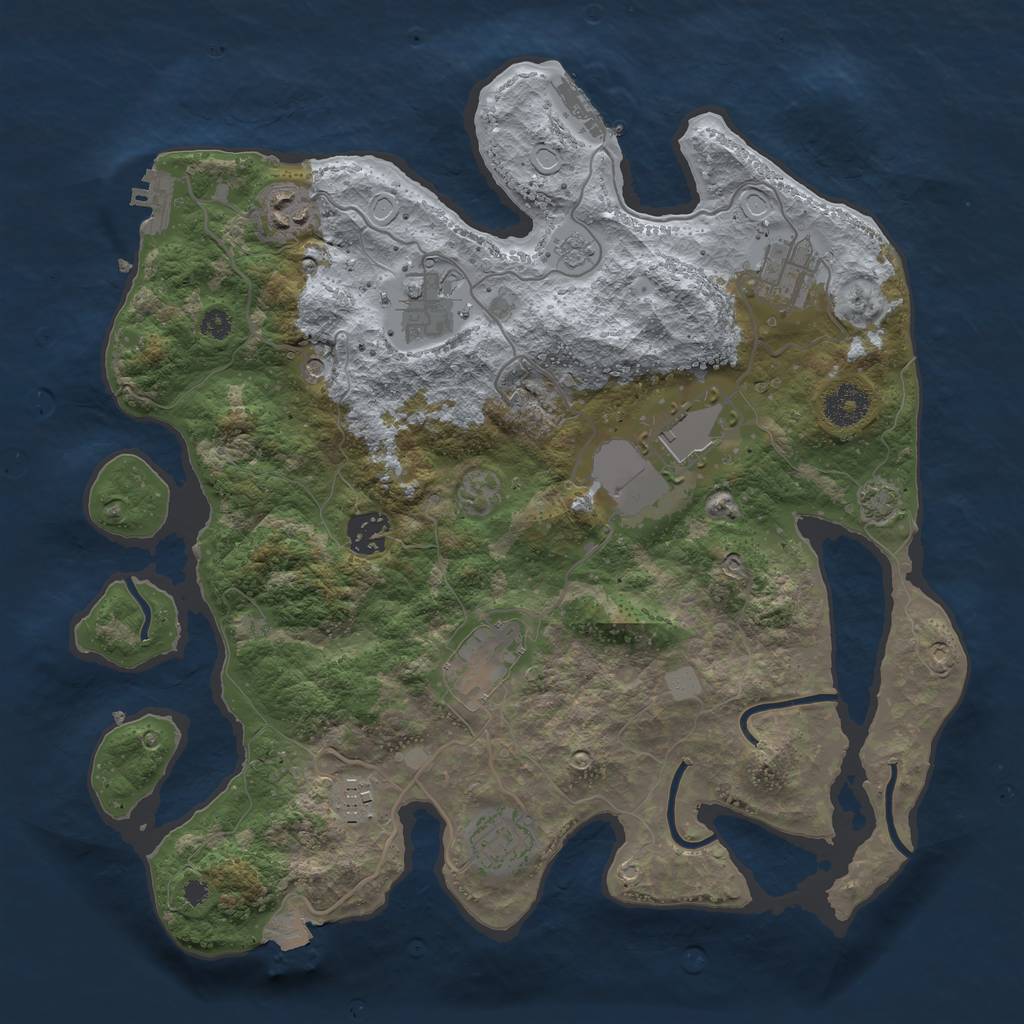Rust Map: Procedural Map, Size: 3500, Seed: 1137478561, 16 Monuments