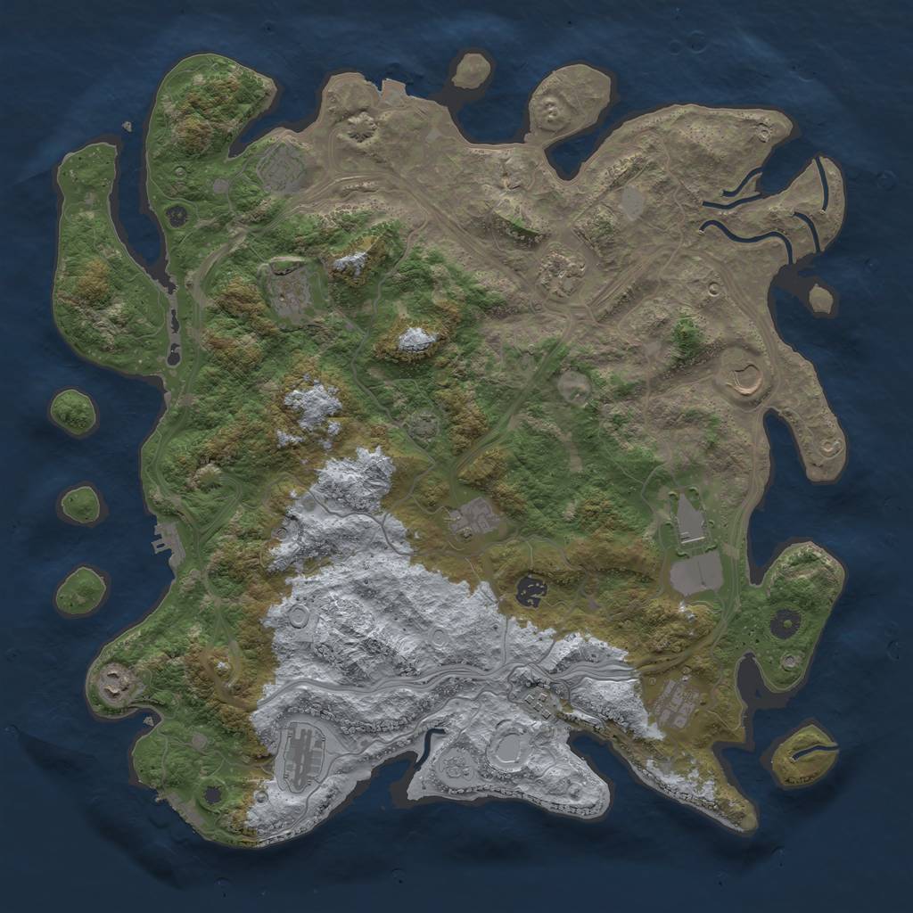 Rust Map: Procedural Map, Size: 4500, Seed: 697963507, 19 Monuments