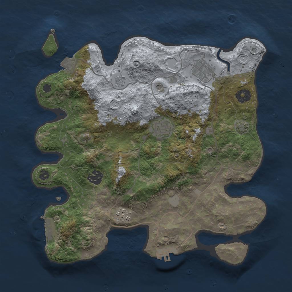 Rust Map: Procedural Map, Size: 3000, Seed: 7219927, 12 Monuments