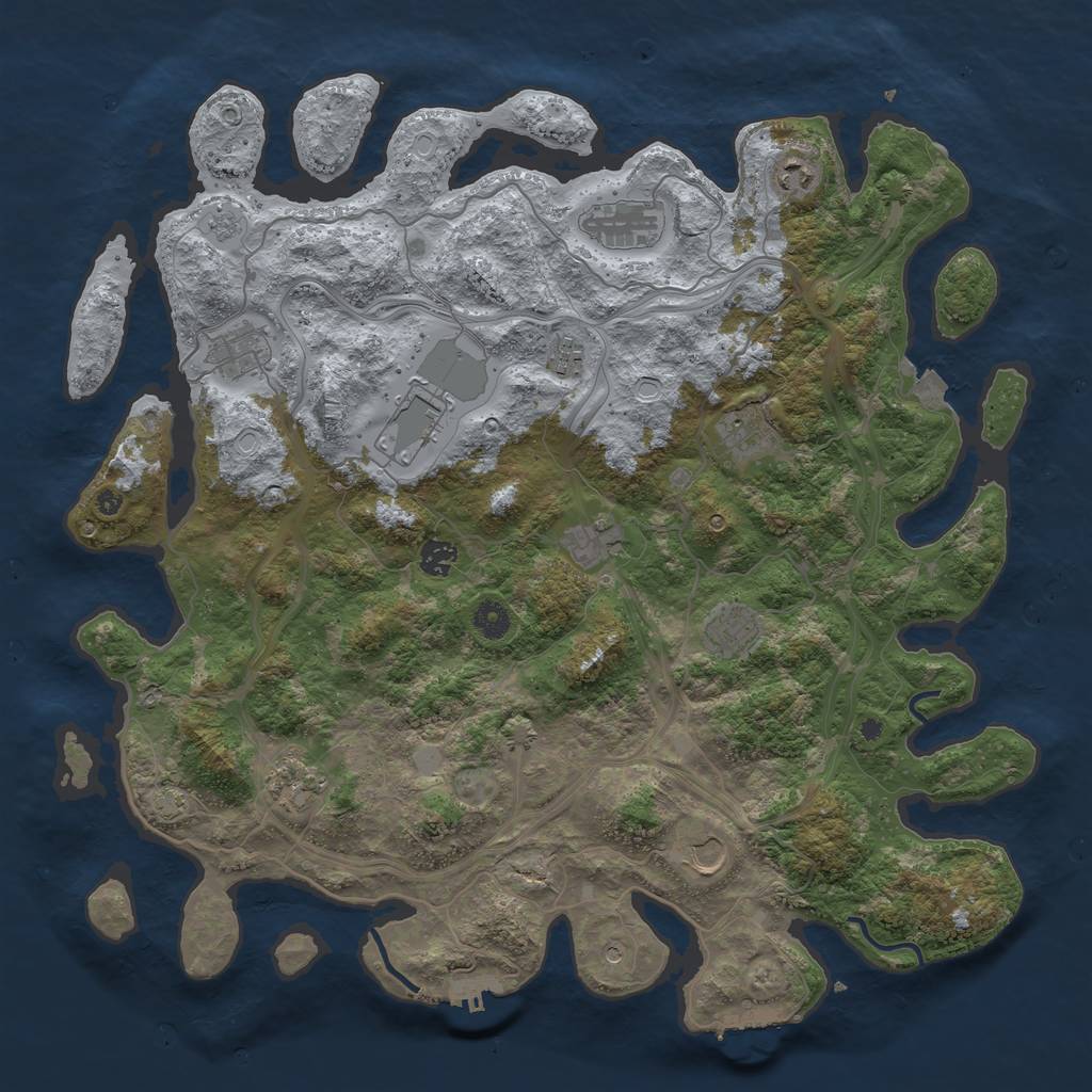 Rust Map: Procedural Map, Size: 4400, Seed: 53341735, 19 Monuments