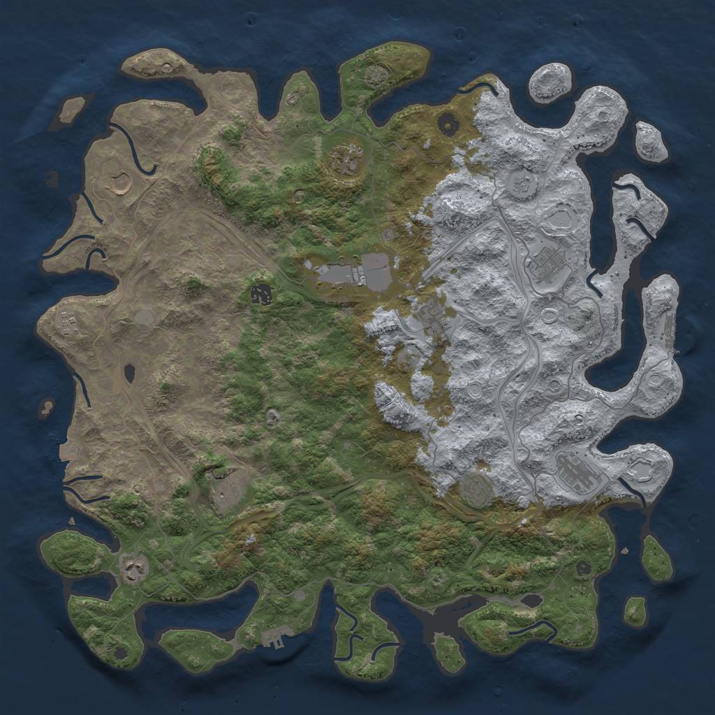 Rust Map: Procedural Map, Size: 4800, Seed: 133156013, 19 Monuments