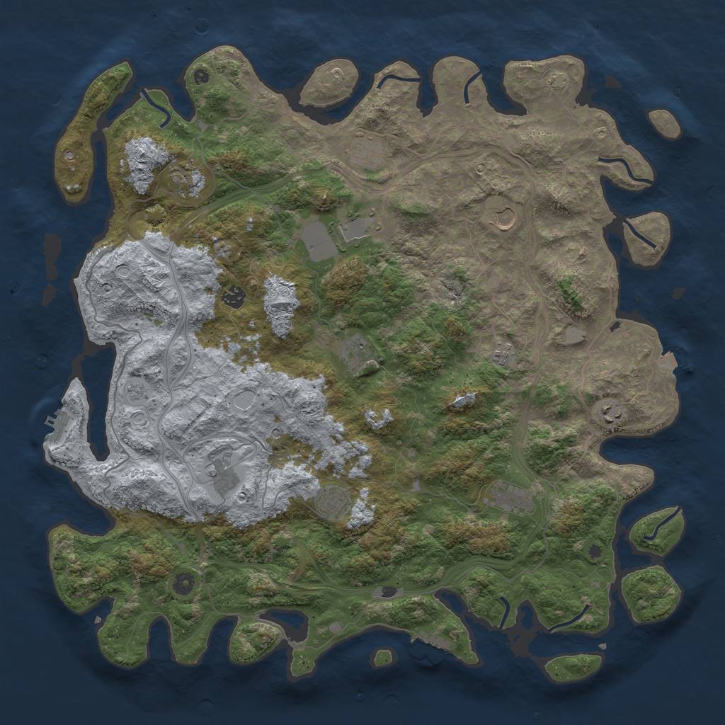 Rust Map: Procedural Map, Size: 4801, Seed: 1923224717, 19 Monuments
