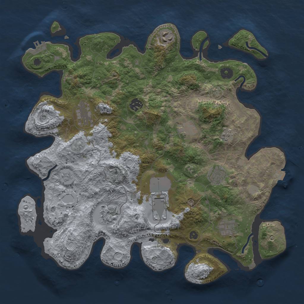 Rust Map: Procedural Map, Size: 3700, Seed: 1631234, 16 Monuments