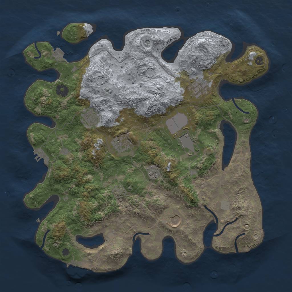 Rust Map: Procedural Map, Size: 3500, Seed: 1390563234, 14 Monuments