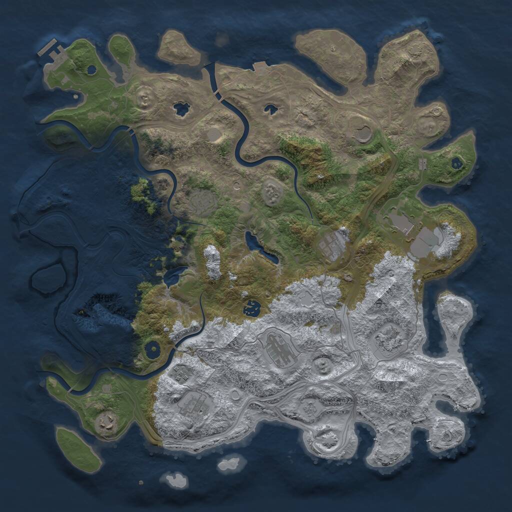 Rust Map: Procedural Map, Size: 4500, Seed: 2134045627, 15 Monuments