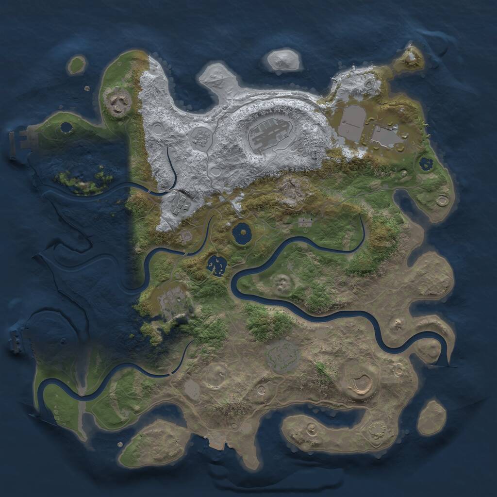 Rust Map: Procedural Map, Size: 3700, Seed: 851399033, 14 Monuments