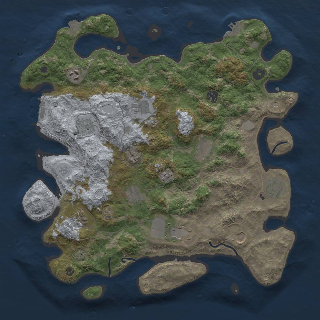 Rust Map: Procedural Map, Size: 4050, Seed: 1710800966, 19 Monuments