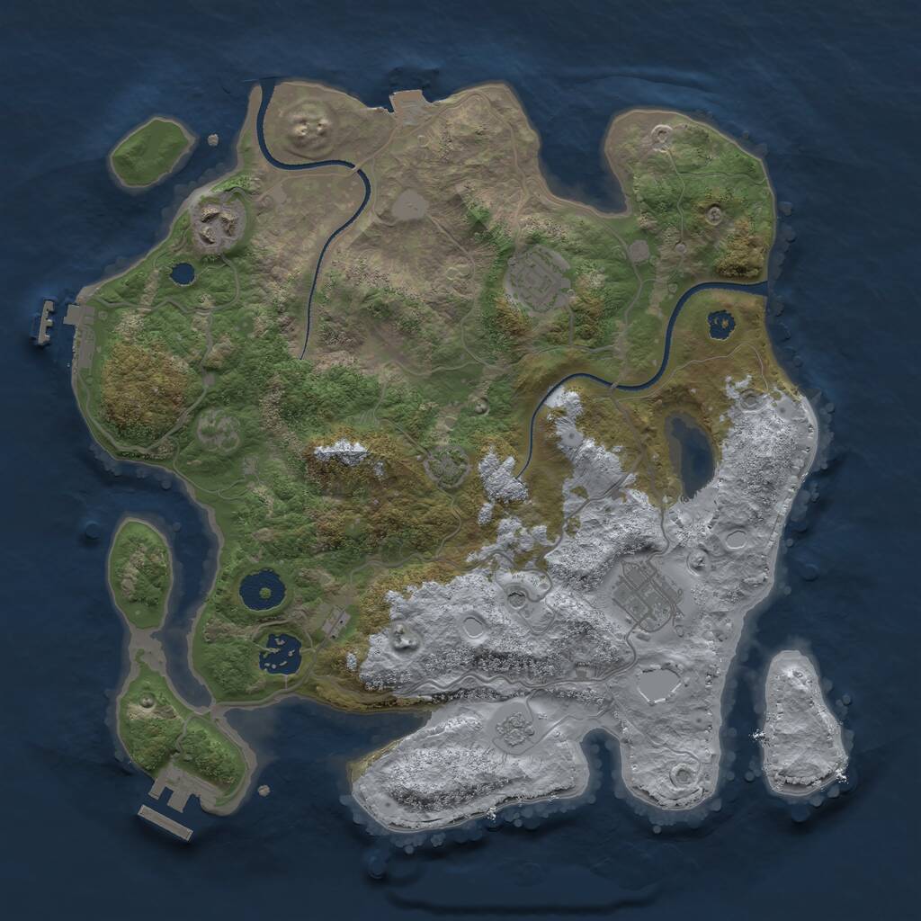 Rust Map: Procedural Map, Size: 3250, Seed: 628596490, 10 Monuments