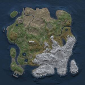 Thumbnail Rust Map: Procedural Map, Size: 3250, Seed: 628596490, 10 Monuments